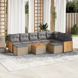 vidaXL Σετ Σαλόνι Κήπου Rattan 10τμχ Μπεζ 3228229