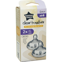 Tommee Tippee Closer To Nature Θηλή Σιλικόνης για Μπιμπερό 0m+ Γρήγορης Ροής 2τμχ