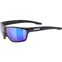 Uvex SPORTSTYLE 706 Αθλητικά Ανδρικά Γυαλιά Ηλίου Μάσκα Κοκάλινα Μαύρα με Μπλε Καθρέπτη Φακό
