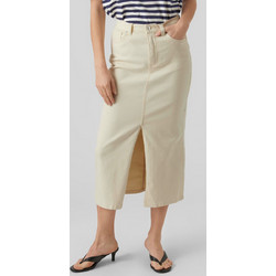 Vero Moda Μίντι Φούστα Τζιν Ψηλόμεση Pencil Μπεζ 10289850