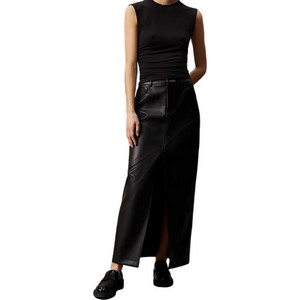 Calvin Klein Μακριά Φούστα Δερματίνη Ψηλόμεση Μαύρη J20J223547