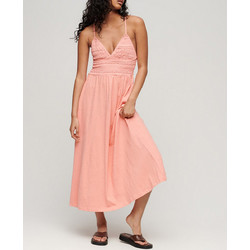 Superdry Midi Καλοκαιρινό Καθημερινό Φόρεμα Σομόν W8011637A-CO5