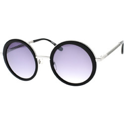 Lancel LA91000 C03 Γυναικεία Γυαλιά Ηλίου Στρογγυλά Μεταλλικά Ασημί Μαύρο με Μωβ Polarized Φακό