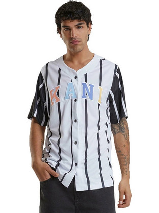 Karl Kani Ανδρικό Πουκάμισο Σχέδια Κοντομάνικο Overshirt Λευκό KM241-040-1