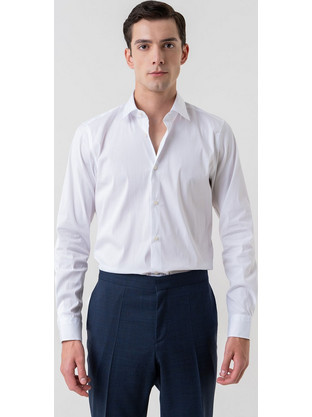 Joop Ανδρικό Πουκάμισο Βαμβακερό Μακρυμάνικο Slim Fit Λευκό 10016747-100