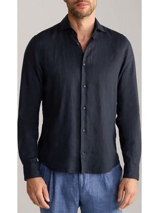 Joop Ανδρικό Πουκάμισο Λινό Μακρυμάνικο Slim Fit Μαύρο 30041389-001