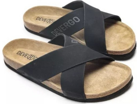 Devergo Δερμάτινα Ανδρικά Σανδάλια Μαύρα DE24SS2003PU