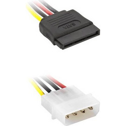 Powertech CAB-W011 Καλώδιο Τροφοδοσίας 4-Pin Molex Male to 15-Pin SATA Male 0.15m Multicolor