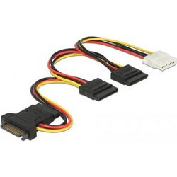 DeLOCK 60171 Καλώδιο Τροφοδοσίας 15-Pin SATA to 15-Pin SATA Female & 4-Pin Molex Female 0.2m Multicolor