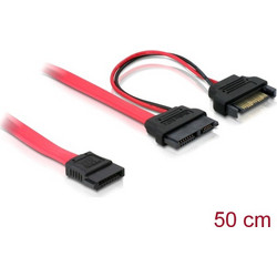 DeLOCK 84418 Καλώδιο Σκληρού Δίσκου 13-Pin SATA III to 7-Pin SATA III 0.5m Red
