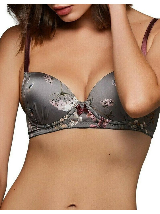Lida Σουτιέν Balconette Push Up με Μπανέλα Ανθρακί 3176