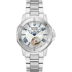 Bulova Marine Star Γυναικείο Ρολόι Αυτόματο με Ασημί Μεταλλικό Μπρασελέ 96L326