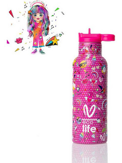 Ecolife X Vasiliki Rainbow Παιδικό Παγούρι Θερμός Ανοξείδωτο BPA Free Φούξια 500ml