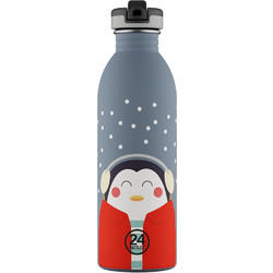 24Bottles Happy Penguin Παιδικό Παγούρι Θερμός Ανοξείδωτο BPA Free Γκρι 500ml