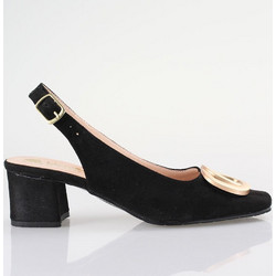 Blondie Γόβες Slingback με Χοντρό Χαμηλό Τακούνι Μαύρες KS1490