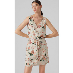 Vero Moda Mini Καλοκαιρινό Καθημερινό Φόρεμα Floral Μεταξωτό Εκρού 10286519