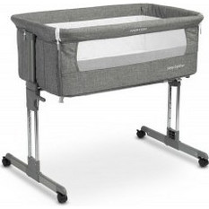 Caretero Sleep2gether Λίκνο με Στρώμα & Πλαϊνό Άνοιγμα Ανθρακί