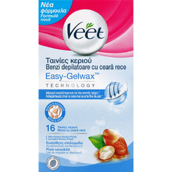 Veet Easy Gel Ταινίες Αποτρίχωσης για Μασχάλες & Μπικίνι για Ευαίσθητες Επιδερμίδες 16τμχ