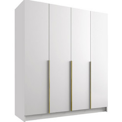 PoliHome Τετράφυλλη Ντουλάπα Ρούχων Santi Λευκή 200x58x215cm 162786009