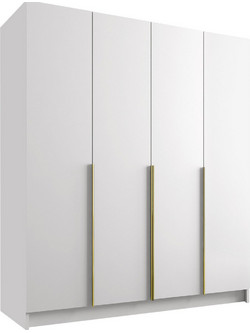PoliHome Τετράφυλλη Ντουλάπα Ρούχων Santi Λευκή 200x58x215cm 162786009