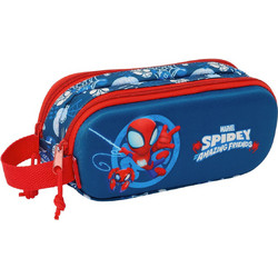 Cerda Spider-Man Κασετίνα Βαρελάκι με 2 Θήκες Μπλε Καφέ 8412688564583