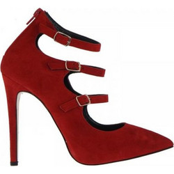 Red Dot Γόβες Suede με Τακούνι Στιλέτο & Λουράκι Μπορντό S-220