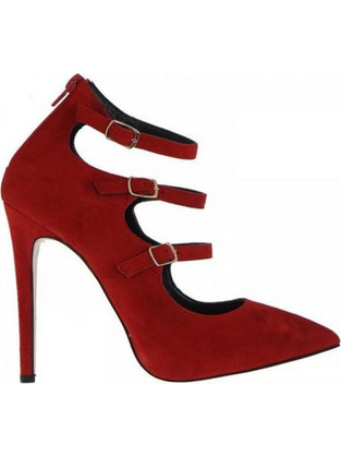 Red Dot Γόβες Suede με Τακούνι Στιλέτο & Λουράκι Μπορντό S-220