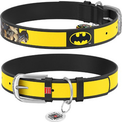 Waudog Batman Δερμάτινο Κολάρο Σκύλου Κίτρινο 2x29-38cm