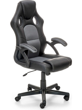 Diommi Tommy Καρέκλα Gaming Δερματίνης με Ρυθμιζόμενα Μπράτσα Γκρι Μαύρη V-CH-BERKEL