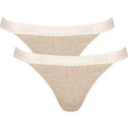 Sloggi Go Ribbed Βαμβακερά Γυναικεία Slip Μπεζ 2Pack 10217740-M013