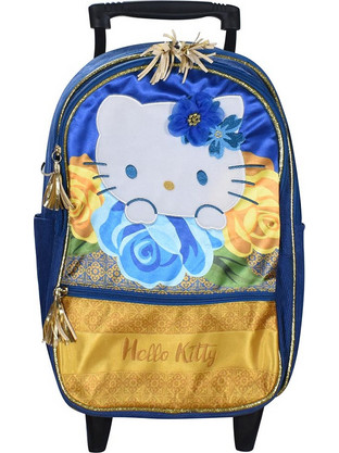 SunCe Hello Kitty Σχολική Τσάντα Τρόλεϊ Δημοτικού Μπλε Κίτρινη HKH-7560
