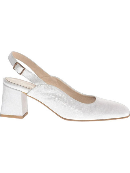 Relax Anatomic Ανατομικές Γόβες Slingback Δερμάτινες με Χοντρό Χαμηλό Τακούνι Λευκές H-62008-90