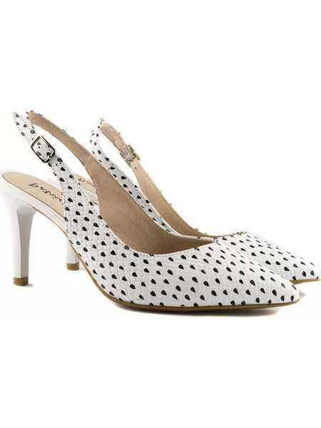 Patricia Miller Γόβες Slingback Δερμάτινες με Λεπτό Ψηλό Τακούνι Μαύρες Λευκές 1901