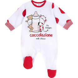 Chicco Coccolazione Φορμάκι Μακρυμάνικo για Κορίτσι Λευκό Κόκκινο 02111-033