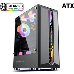 Armaggeddon Tritron Pro 300 Black Gaming Midi Tower Κουτί Υπολογιστή RGB με Πλαϊνό Παράθυρο