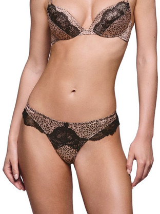 Lida Γυναικείο Sexy String με Δαντέλα Καφέ 3393