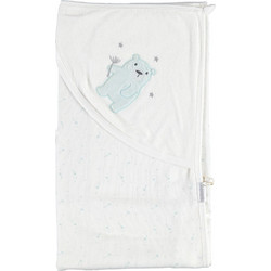 BiBaby Bear Πάνα Αγκαλιάς Λευκή Γαλάζια 85x80cm 66271