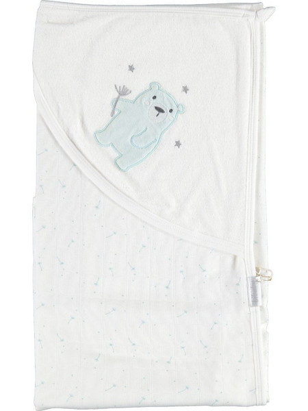 BiBaby Bear Πάνα Αγκαλιάς Λευκή Γαλάζια 85x80cm 66271
