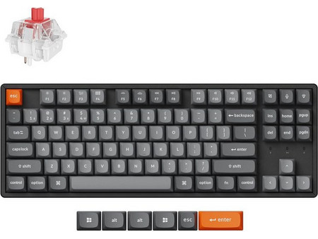 Keychron K8 Max QMK Aluminum Ασύρματο Μηχανικό Gaming Πληκτρολόγιο TenKeyLess με Keychron Super Red Διακόπτες RGB Black