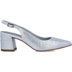 Menbur Γόβες Slingback με Χοντρό Χαμηλό Τακούνι & Στρας Ασημί 25208