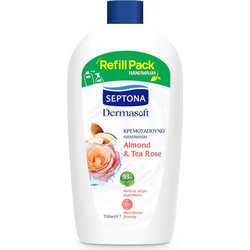 Septona Dermasoft Almond Tea Rose Κρεμοσάπουνο Refill 750ml