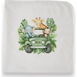 Bonjour Bebe Safari Πάνα Αγκαλιάς Χασέ Λευκή Πράσινη 75x75cm