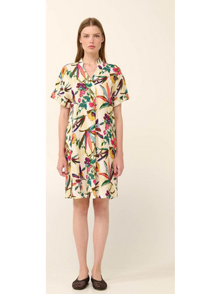 Vamp Mini Καλοκαιρινό Καθημερινό Φόρεμα Floral Σεμιζιέ Μπεζ 22405