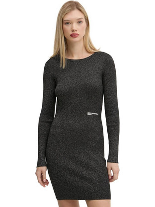 Karl Lagerfeld Mini Βραδινό Φόρεμα Ριπ Ασημί A1W13011-999