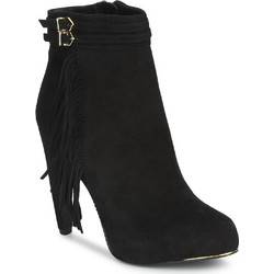 Sam Edelman Keegan Γυναικεία Μποτάκια Αστραγάλου Suede Μαύρα με Χοντρό Ψηλό Τακούνι B5146L1001