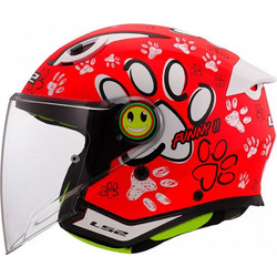 LS2 OF622 Funny II Kid Paws Matt Red Κράνος Μηχανής Jet 1100gr
