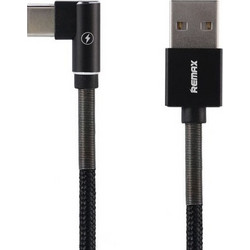 Remax RC-119a Angle 90° Braided USB-A to USB-C 1m Black