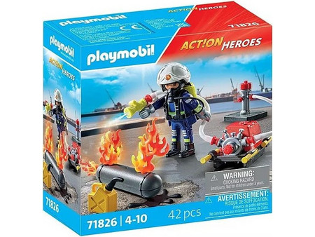 Playmobil Action Heroes Πυροσβέστης με Αντλία Νερού για 4-10 Ετών 71826