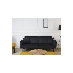 Home Deco Τριθέσιος Καναπές Βελούδινος Μαύρος 198x83x90cm HD0134