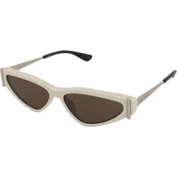 Alexander McQueen AM0493S 004 Γυναικεία Γυαλιά Ηλίου Cat Eye Κοκάλινα Λευκά με Καφέ Φακό